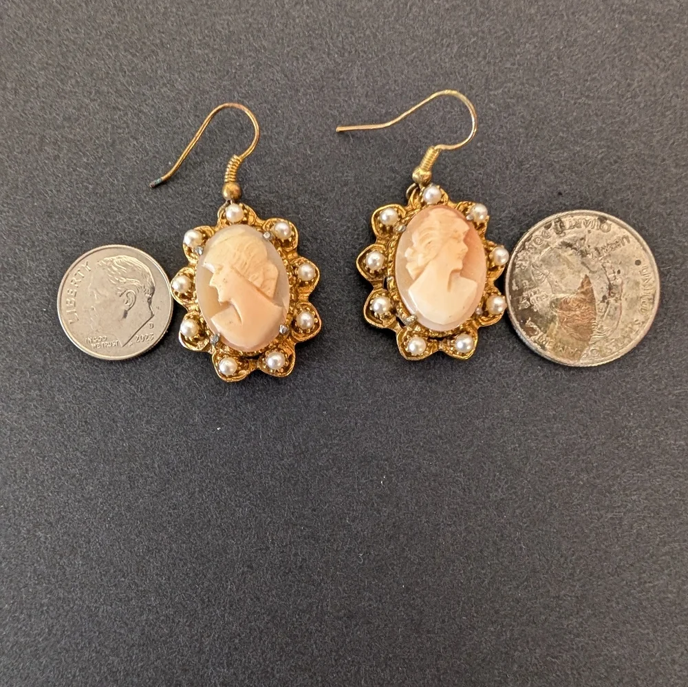 Vintage Cameo Earrings That Have Been Converted To Pierced Dangles